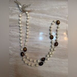 Elegant Cream and Brown Beaded Necklace
